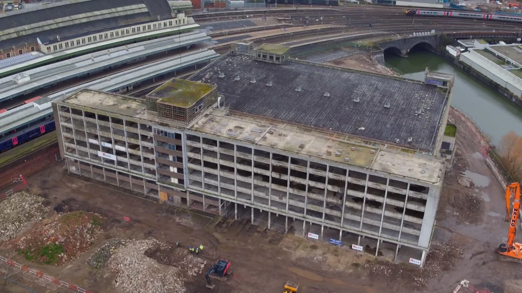 Derelict industrial sorting office building near Bristol Temple Meads before regeneration