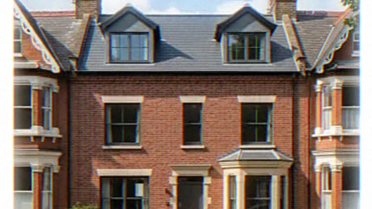 Exterior CGI of a red-brick townhouse with twin pitched dormers inserted into a period terrace