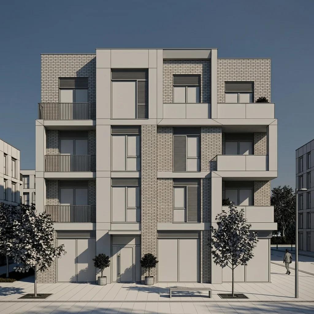 Form & Massing, exterior 3D wireframe by VisuArchitect