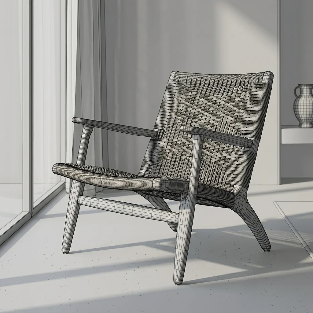 Clean, Editable Geometry, interior 3D wireframe by VisuArchitect