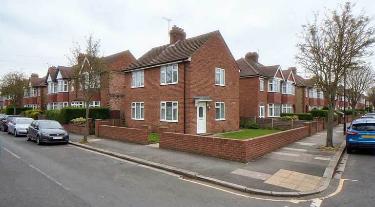Planning photomontage of a proposed gap-site house in an existing street photograph