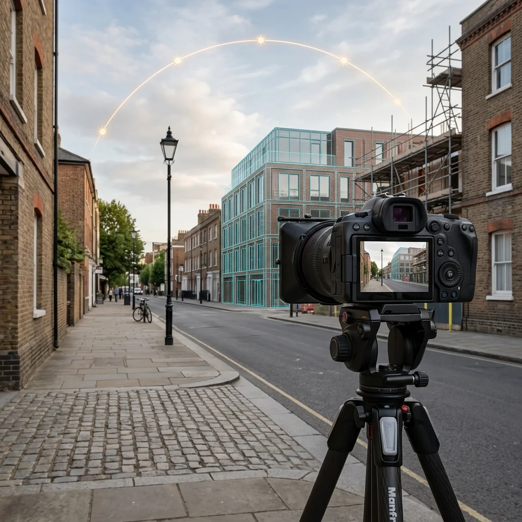 Camera viewpoint data, technical camera matching and solar path study by VisuArchitect